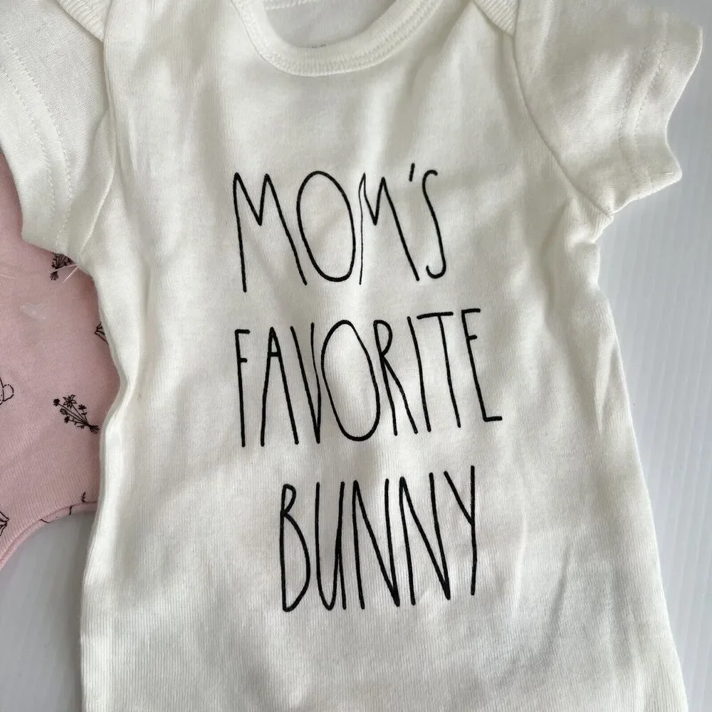 NEW Rae Dunn Baby Outfit Bodysuit Headband Pants 3-6 Months 3 Pc Easter Bunny